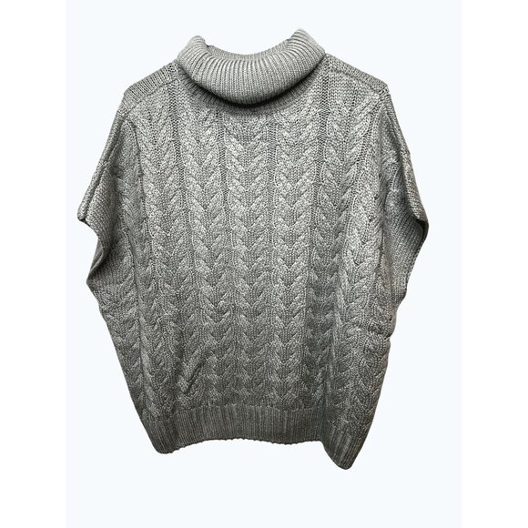 Splendid Abbott Short Sleeve Sweater Gray Cable Knit Pattern Turtleneck Large - Picture 11 of 16
